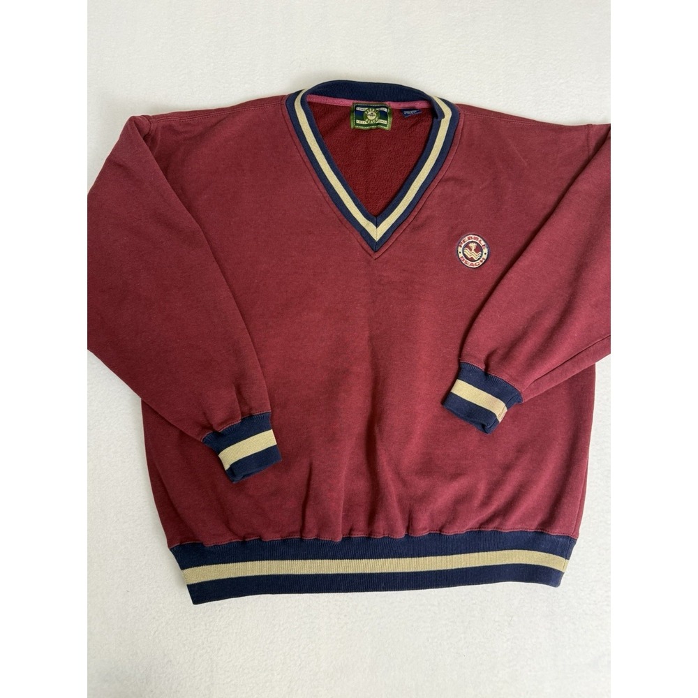 Pebble‎ Beach by C&B V-Neck Sweatshirt Large Burgundy Red Golf Pullover